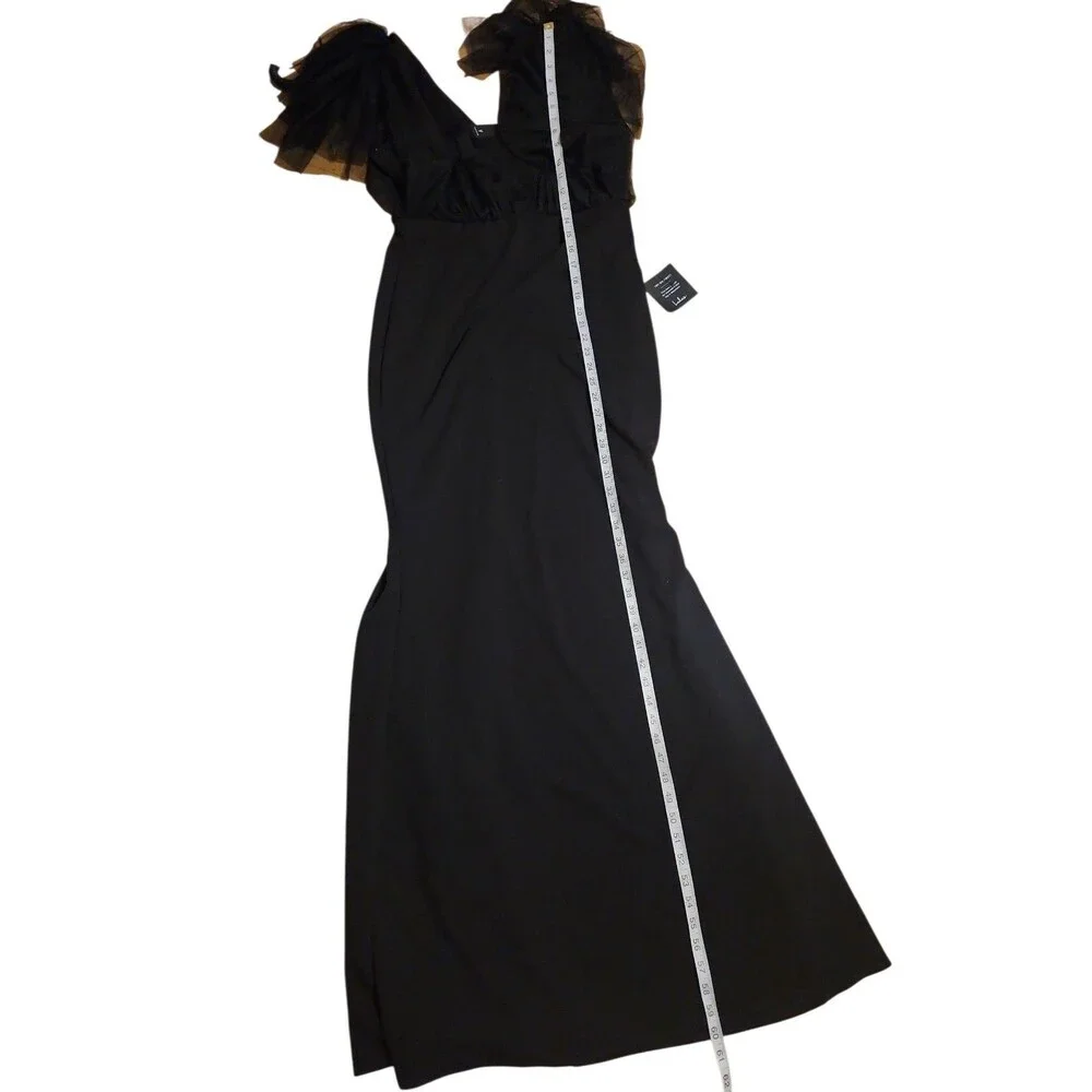 Lulus Maxi Mermaid Dress Womens XL Black Fairy Whimsigoth Ruffle Flutter Sleeve - Picture 9 of 9